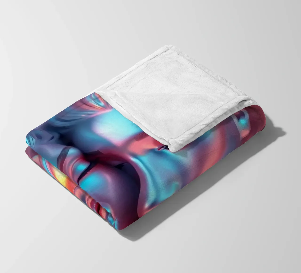 stylized figures with metallic sheen embracing in harmony fleece blanket by DesignDoodle