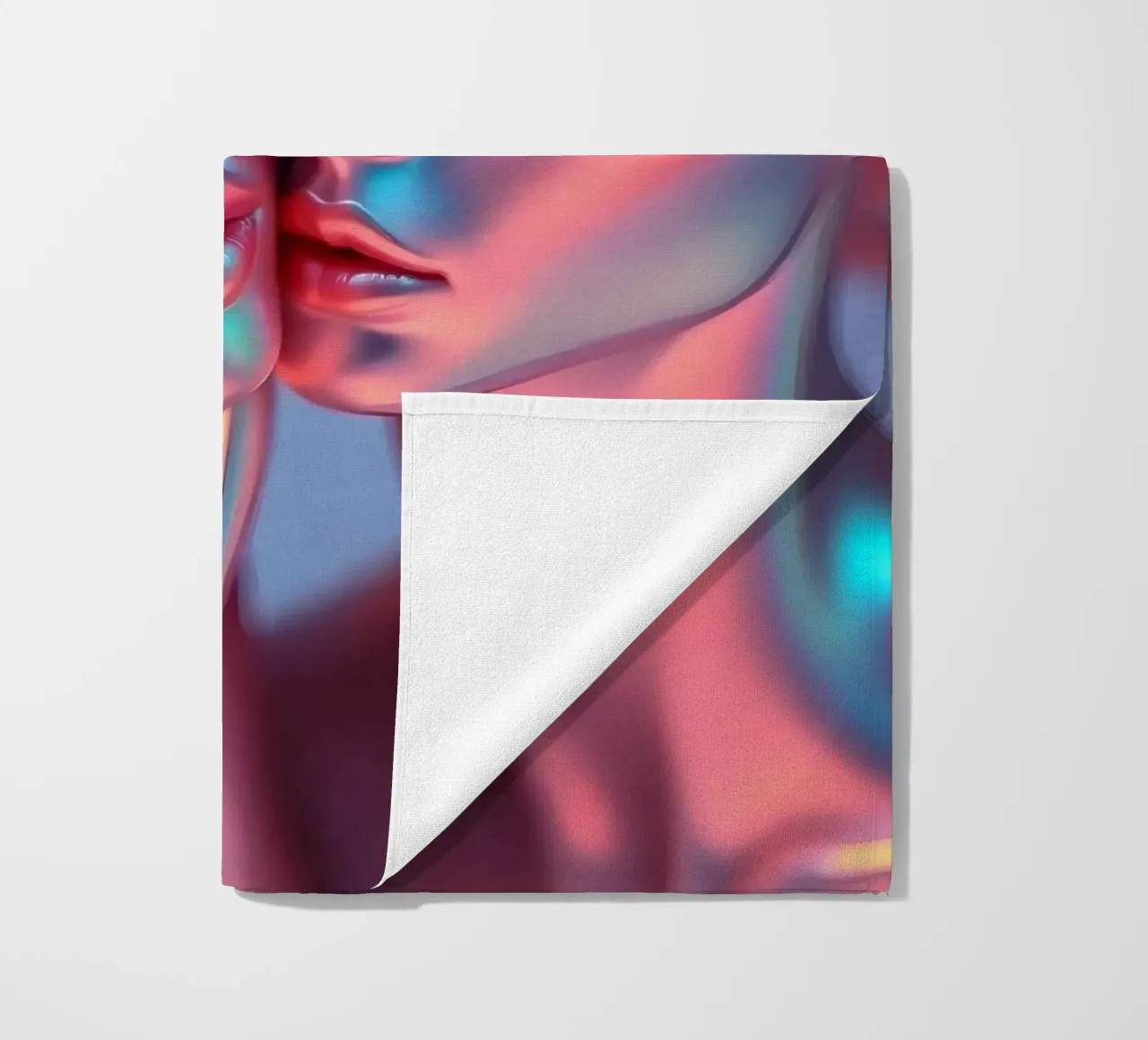 stylized figures with metallic sheen embracing in harmony beach towel by DesignDoodle