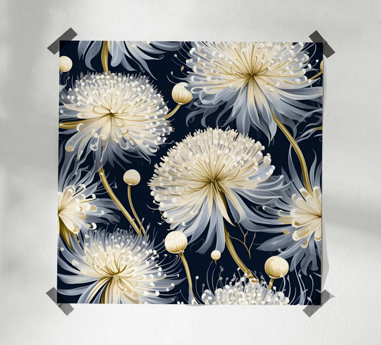 Denti di leone dorati poster da Botanical Pattern House