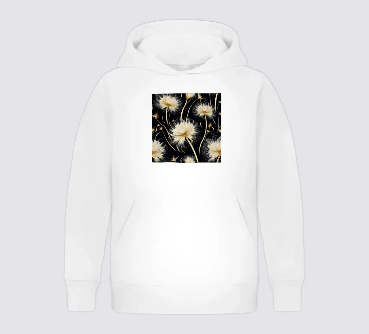 Golden Dandelions kids hoodie by Botanical Pattern House