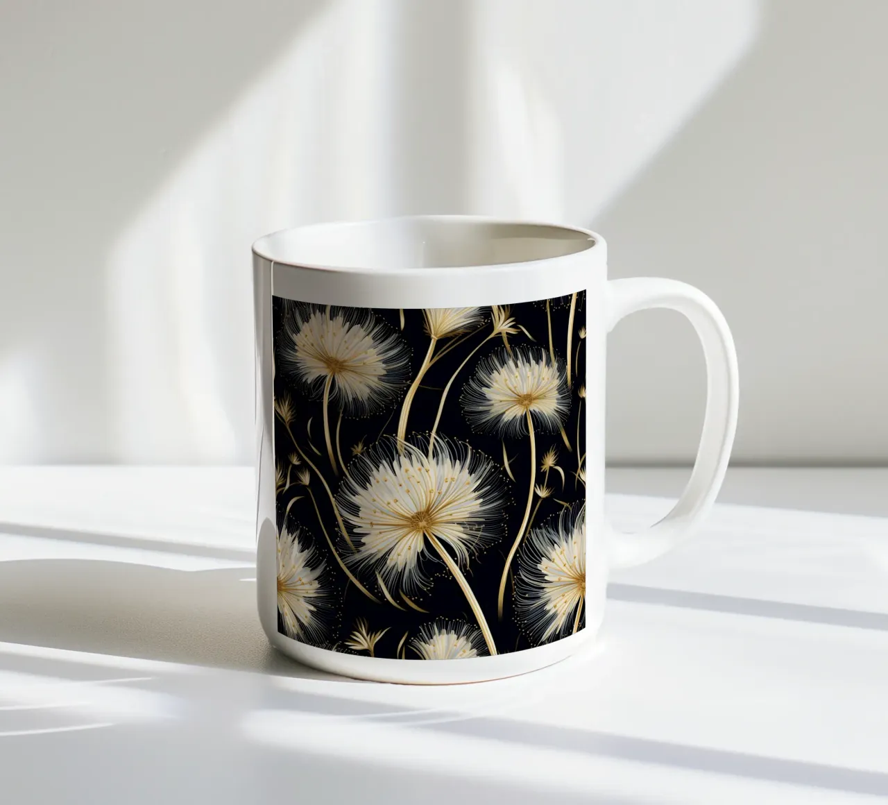 Denti di leone dorati tazza in ceramica da Botanical Pattern House
