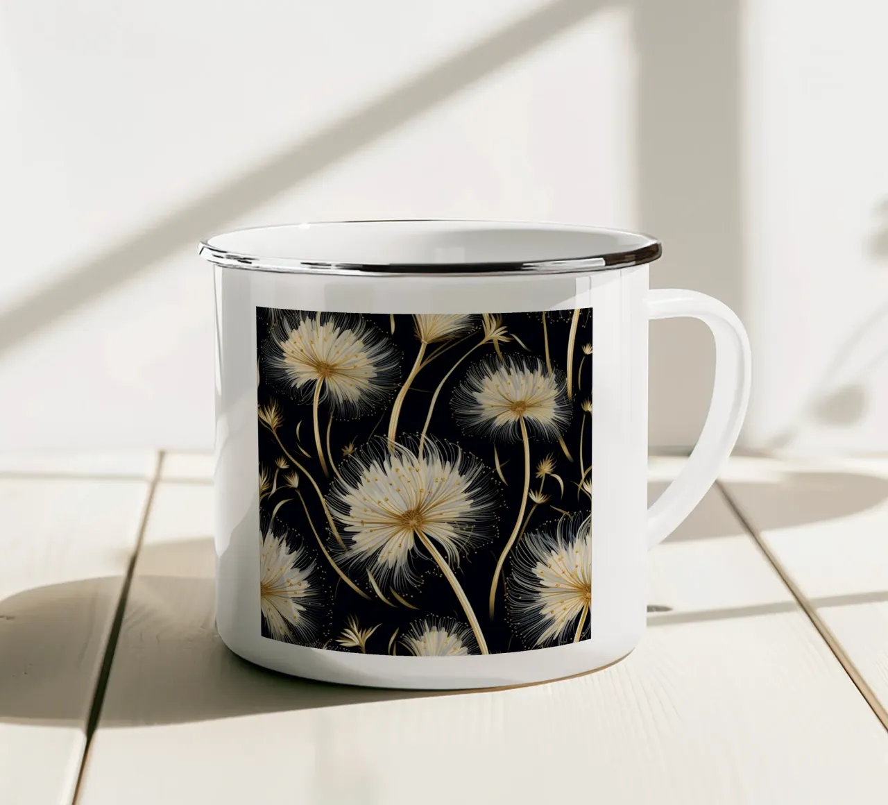 Denti di leone dorati tazza in smalto da Botanical Pattern House