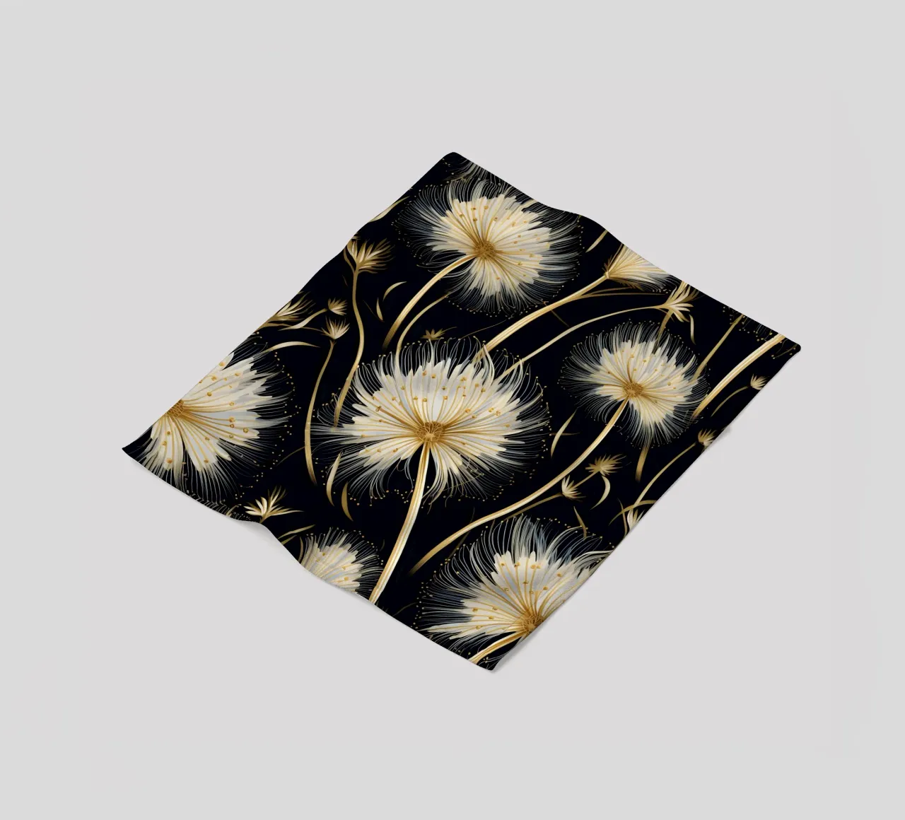 Golden Dandelions fleece blanket by Botanical Pattern House