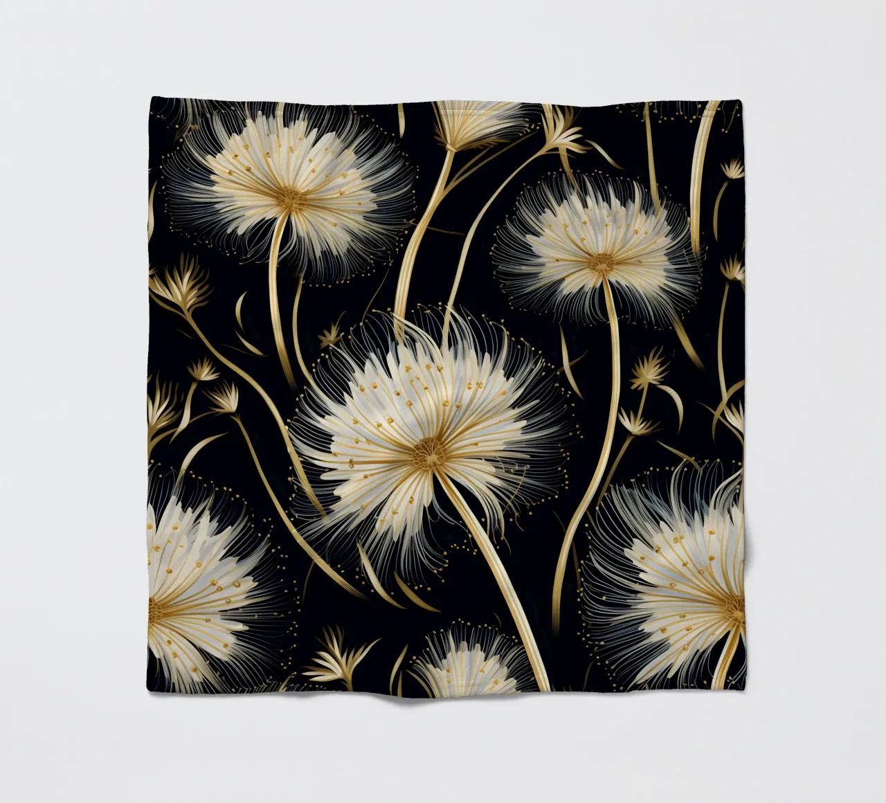 Golden Dandelions fleece blanket by Botanical Pattern House