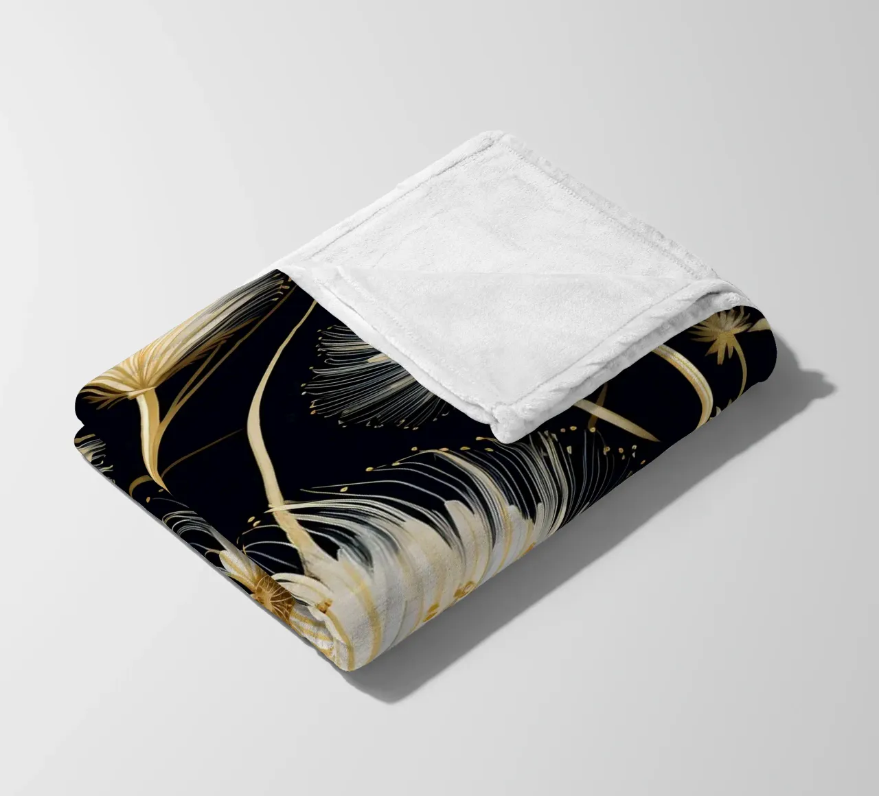 Golden Dandelions fleece blanket by Botanical Pattern House