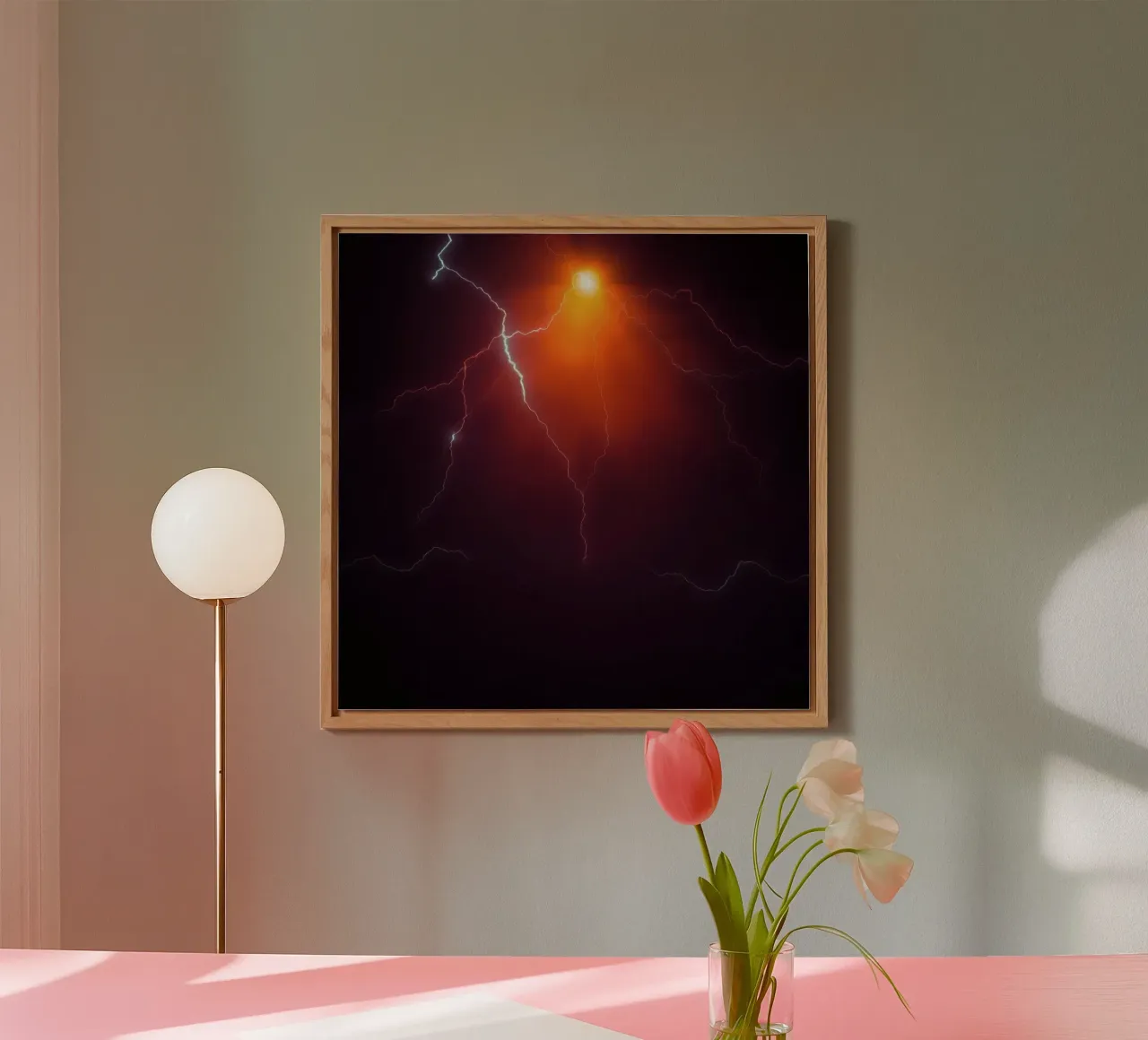 Heldere bliksemschichten verlichten de donkere hemel aluminium-dibond van DesignDoodle