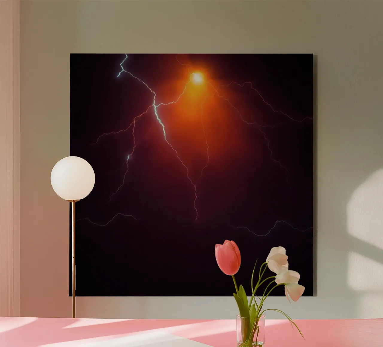 Heldere bliksemschichten verlichten de donkere hemel aluminium-dibond van DesignDoodle