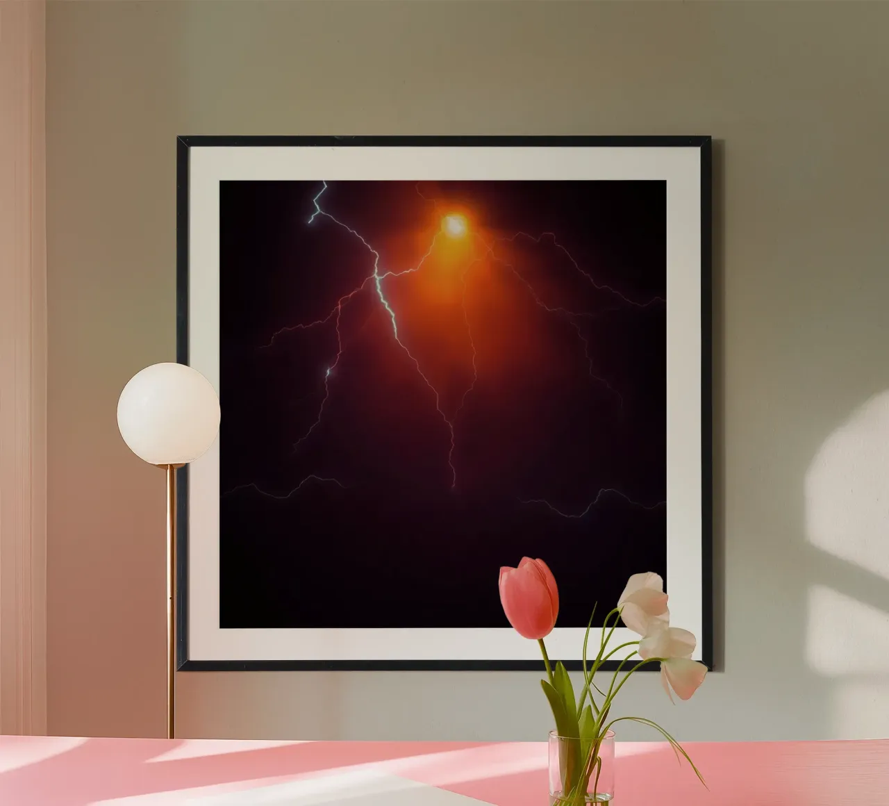 Bright lightning strikes illuminate the dark sky hahnemühle by DesignDoodle