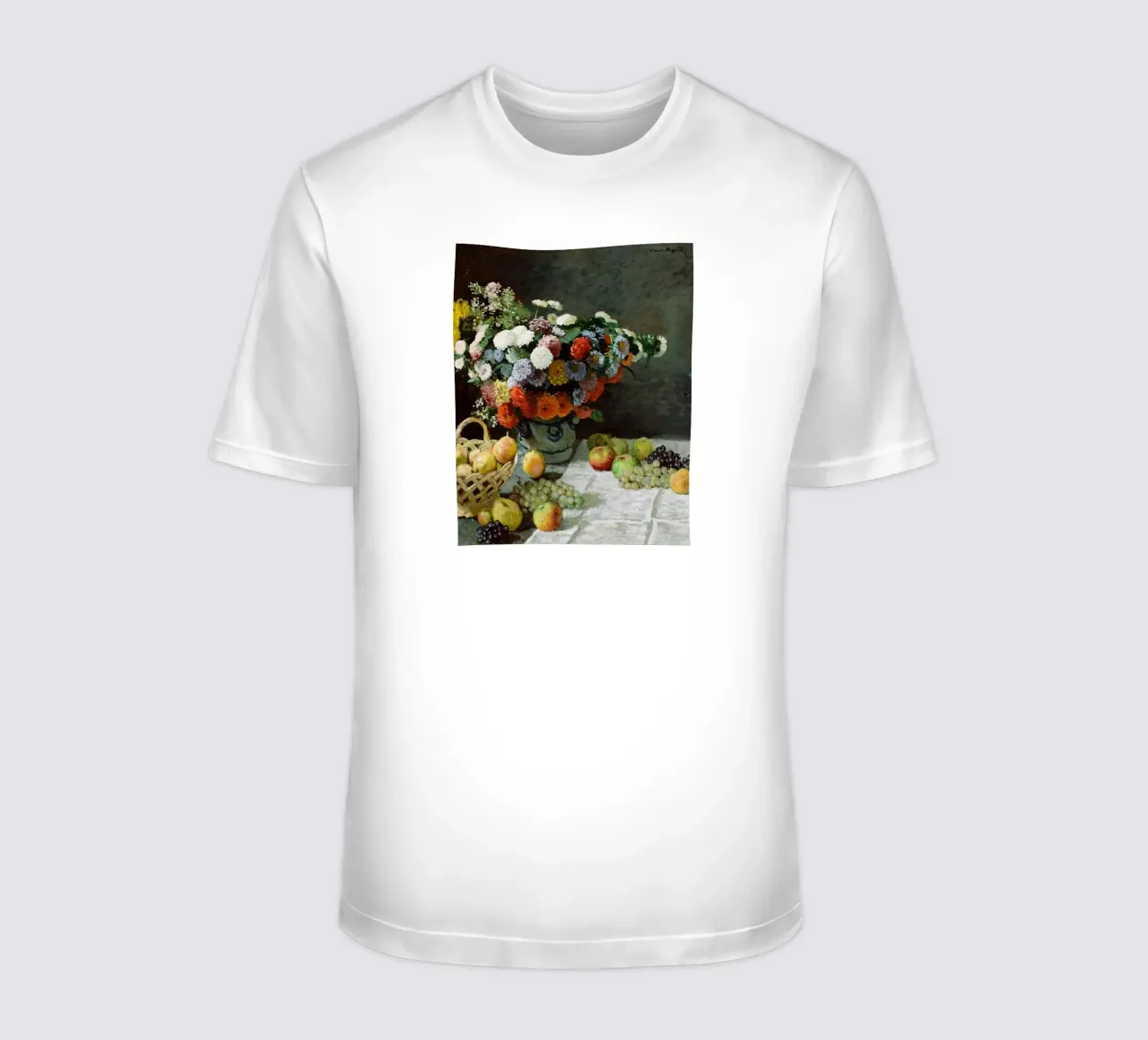 Natura morta con fiori e frutta t-shirt da Maegan