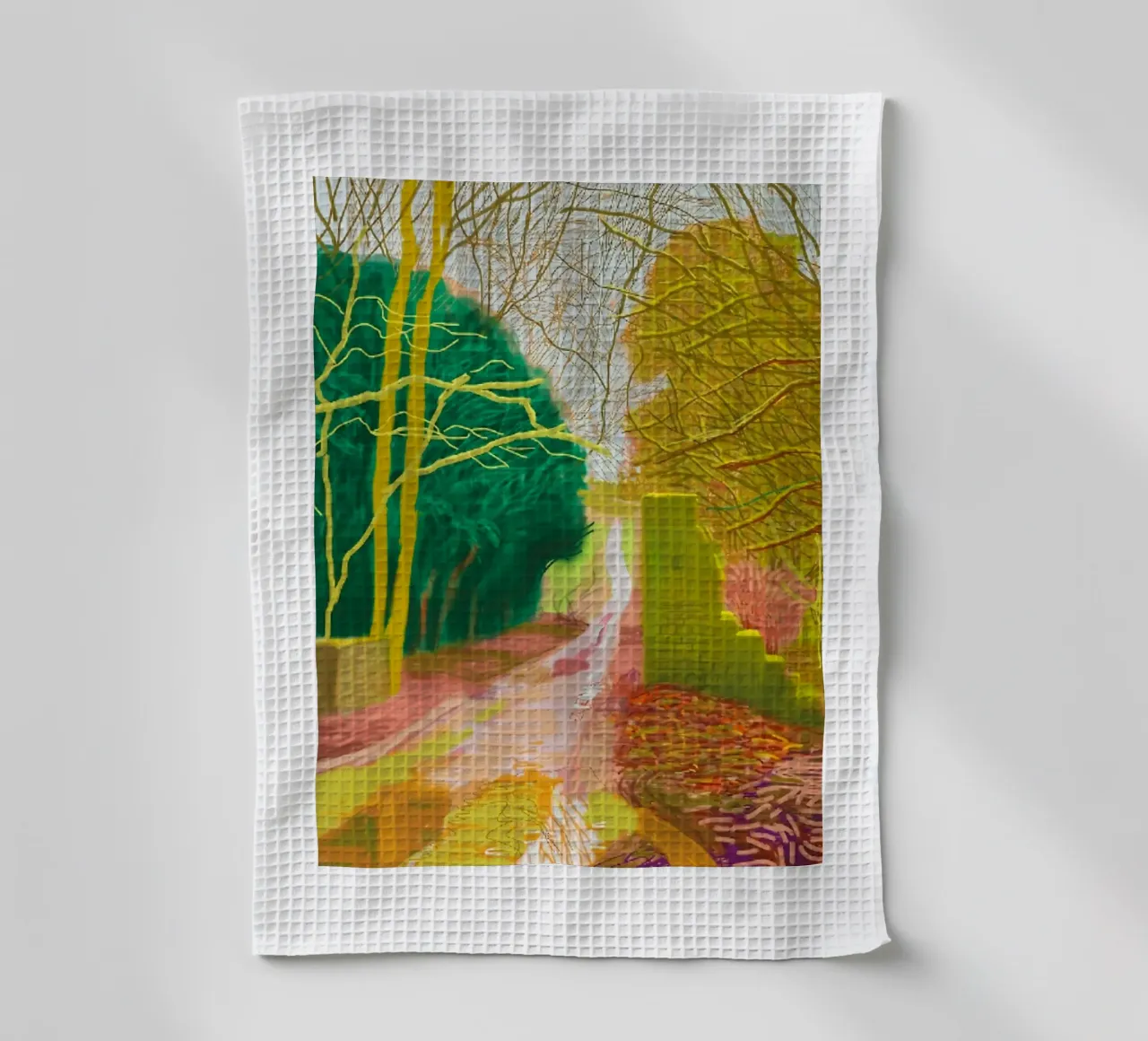 The Arrival of Spring in Woldgate tea towel by Maegan