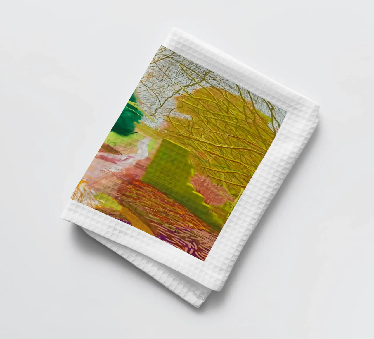 The Arrival of Spring in Woldgate tea towel by Maegan