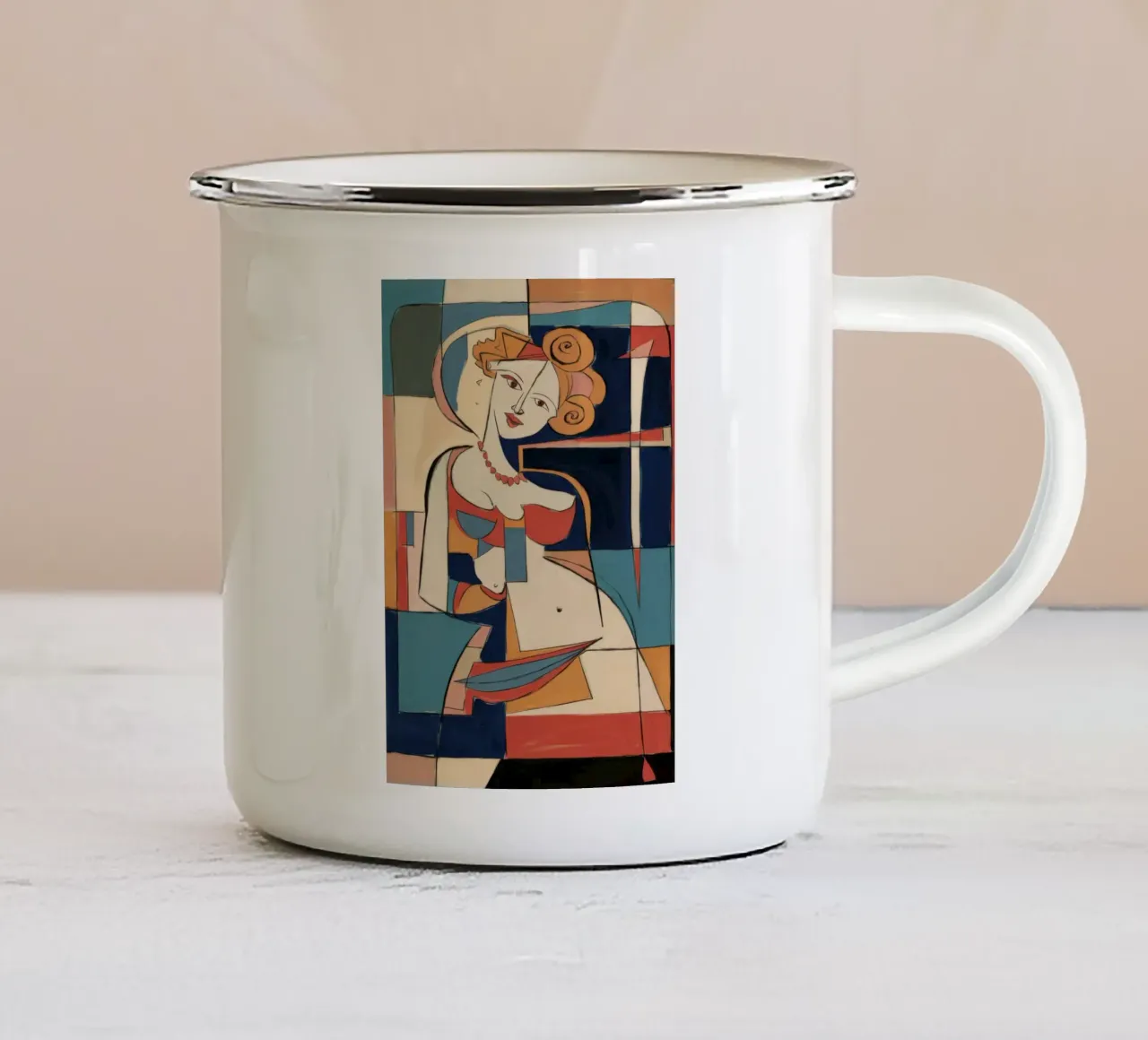 Speelse expressie emaille mok van Crimson Whisper