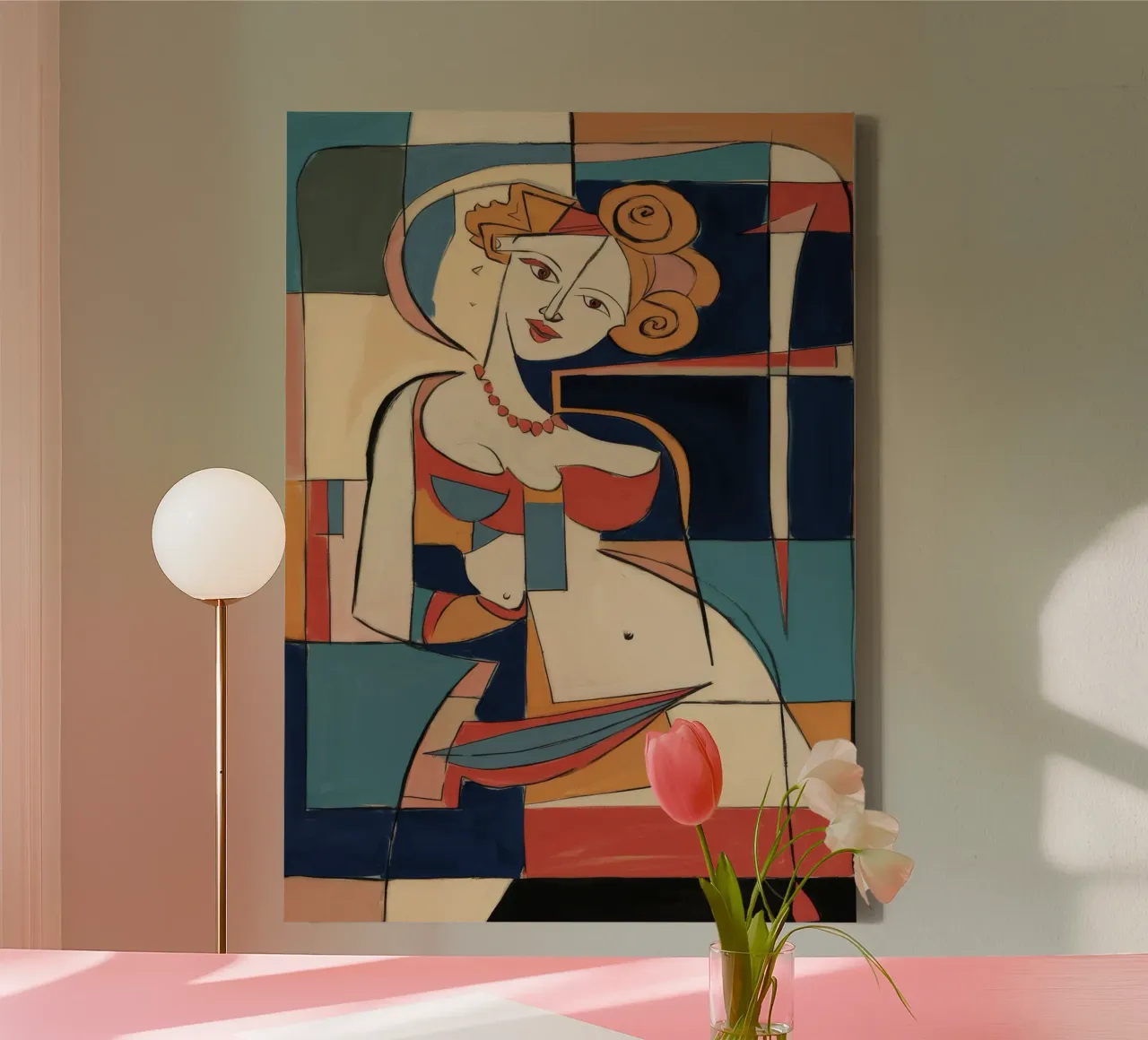 Speelse expressie canvas met Baklijst van Crimson Whisper