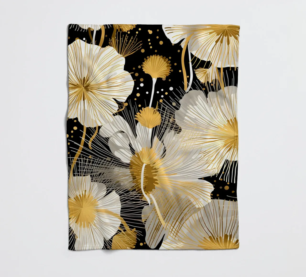 Elegant Dandelions fleece blanket by Botanical Pattern House