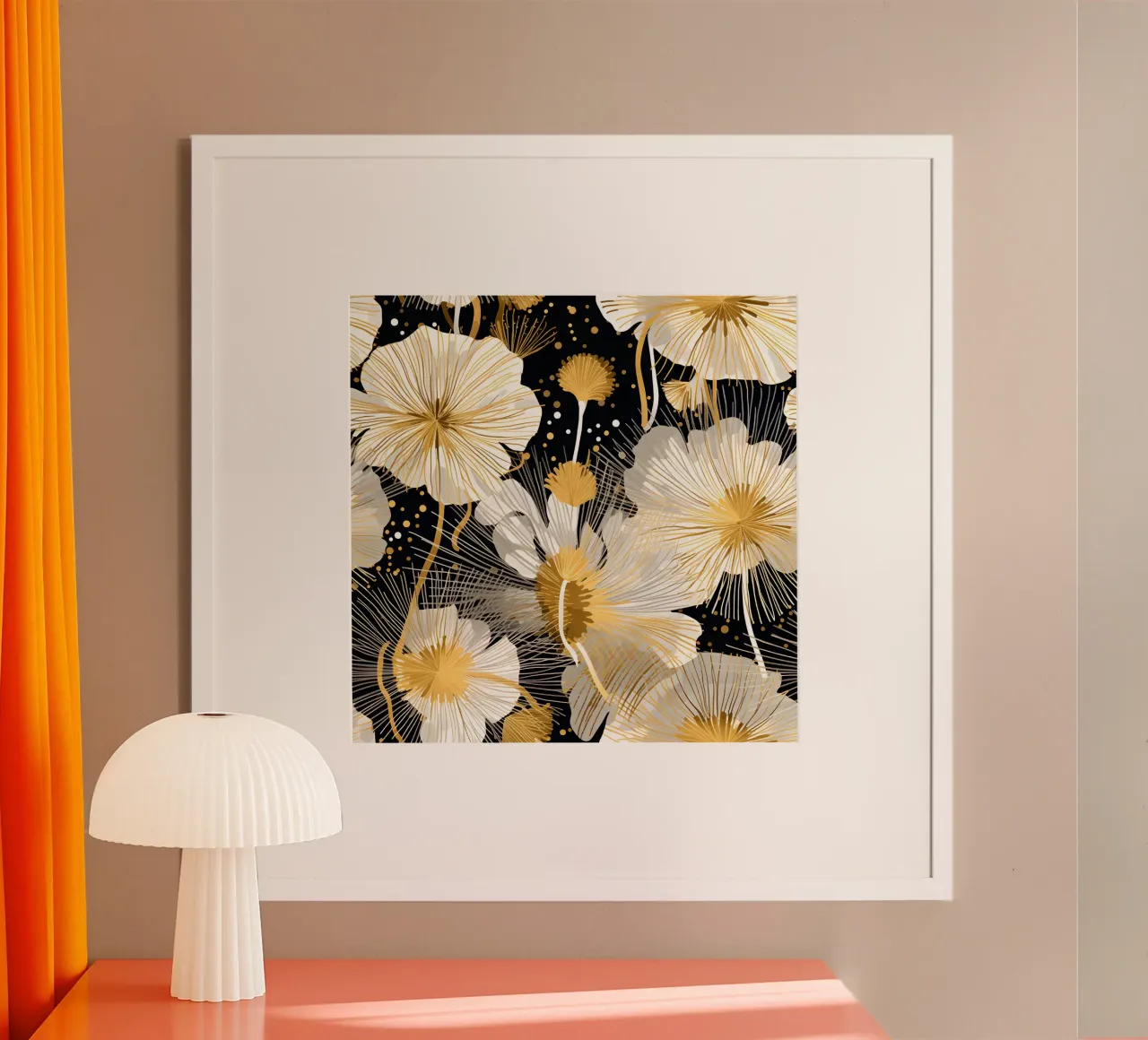 Eleganti denti di leone poster con telaio in plastica da Botanical Pattern House