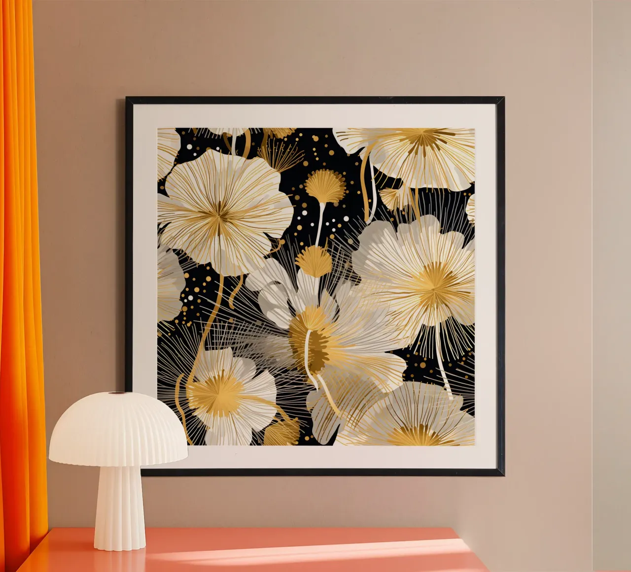 Eleganti denti di leone poster con telaio in plastica da Botanical Pattern House