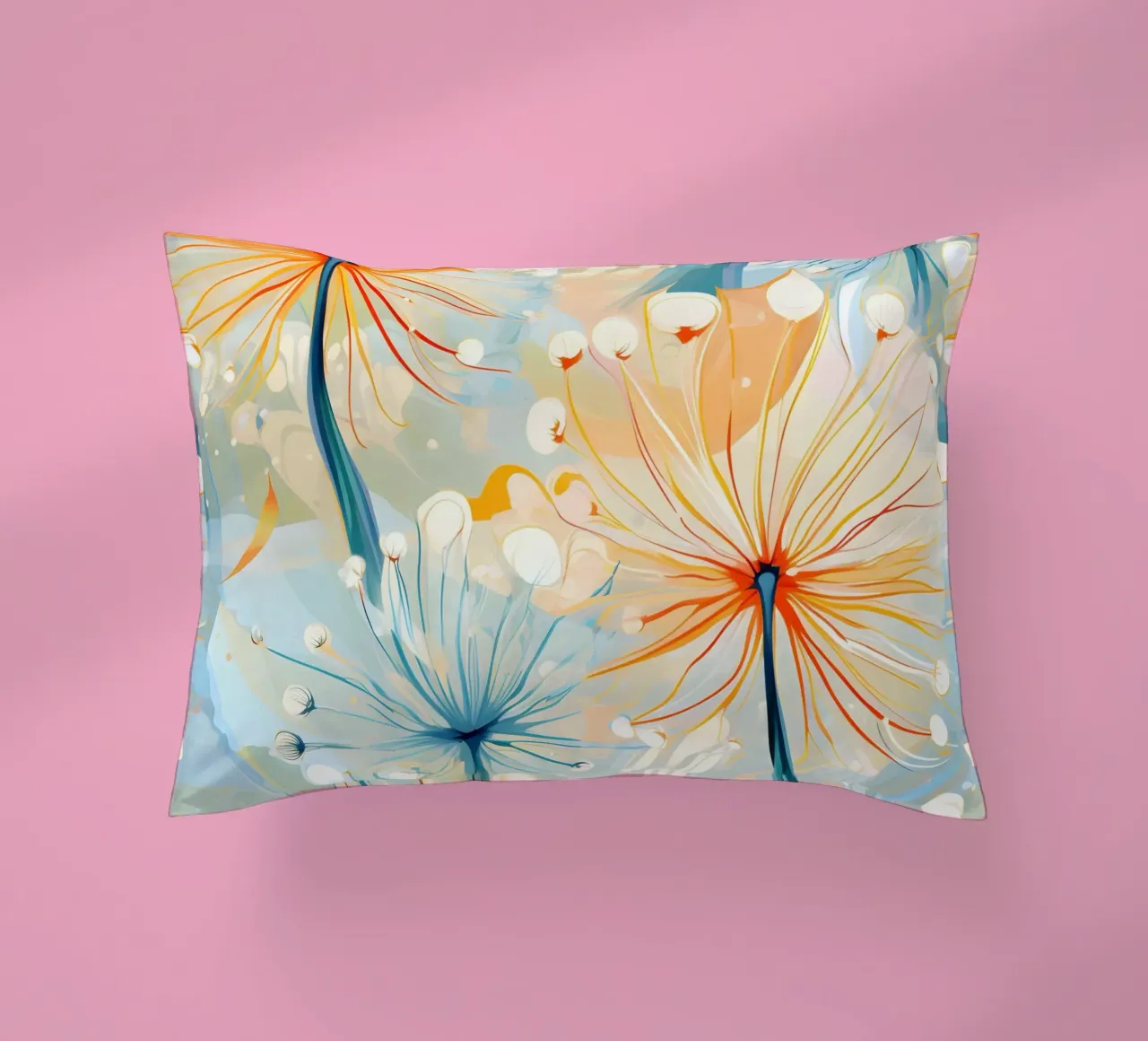 Elegant Dandelions decorative cushion by Botanical Pattern House