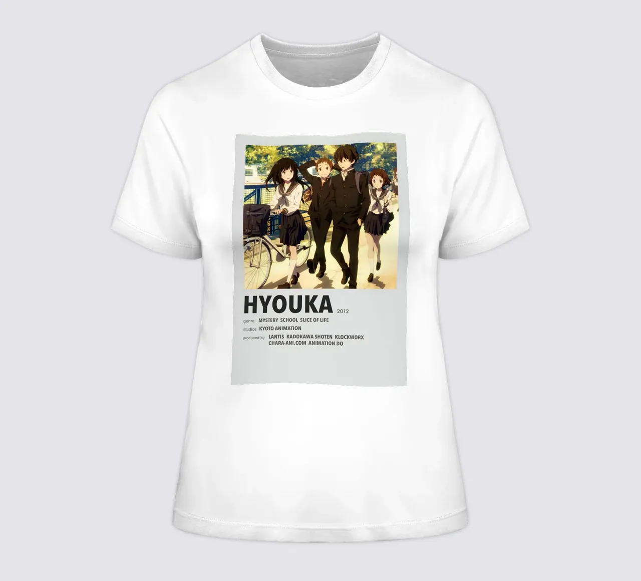 HYOUKA  2012 women's fitted t-shirt by Totoya