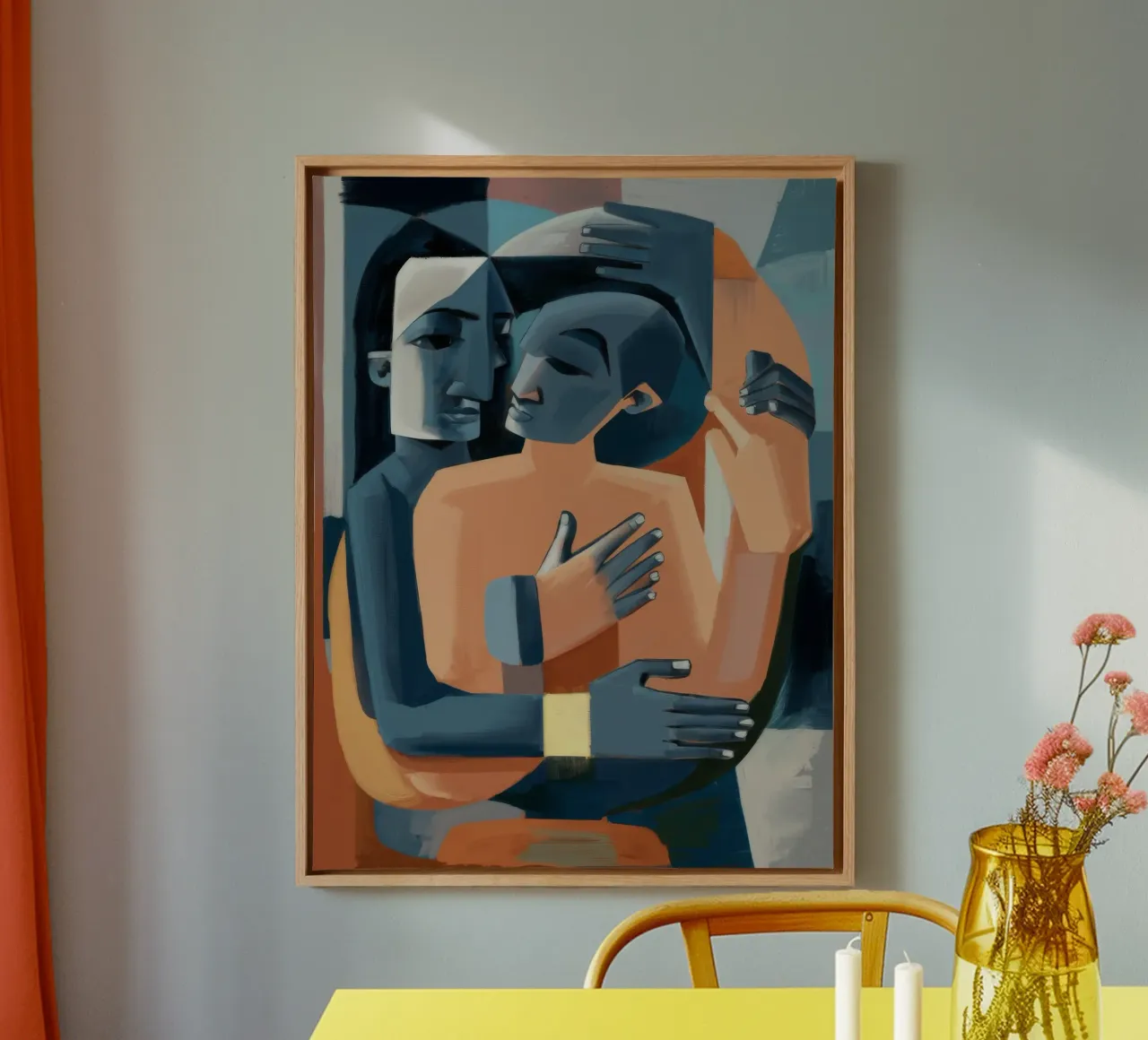 Ätherische Umarmung Leinwand mit Schattenfugenrahmen von Crimson Whisper