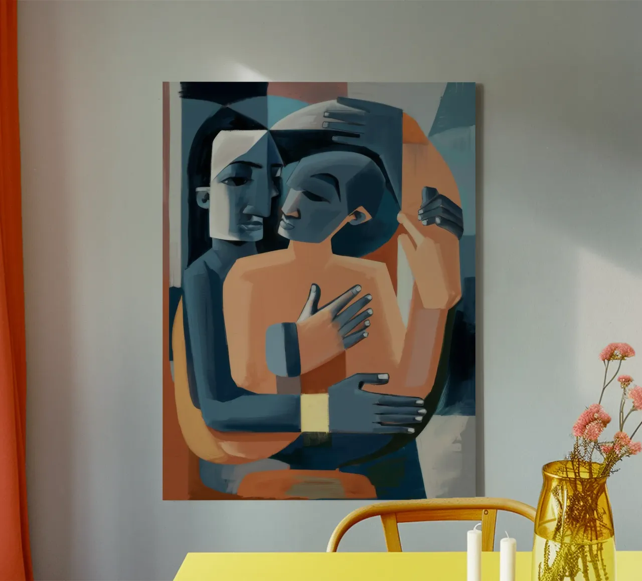 Ätherische Umarmung Leinwand mit Schattenfugenrahmen von Crimson Whisper