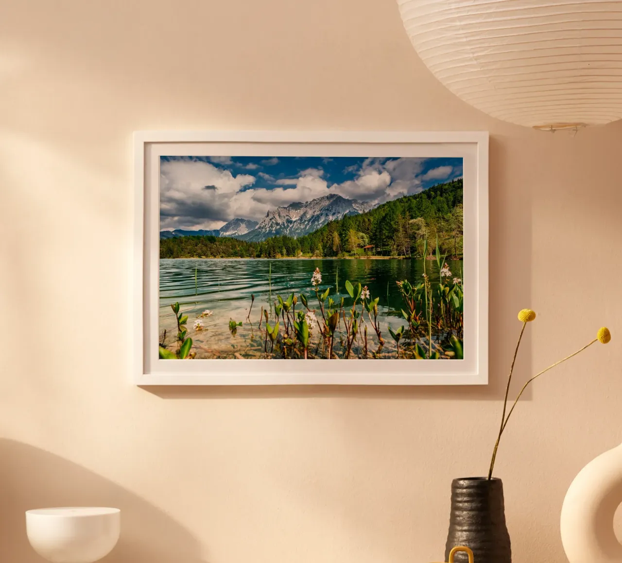 Lautersee in summer with a view of the Karwendel mountains poster by 5ecken