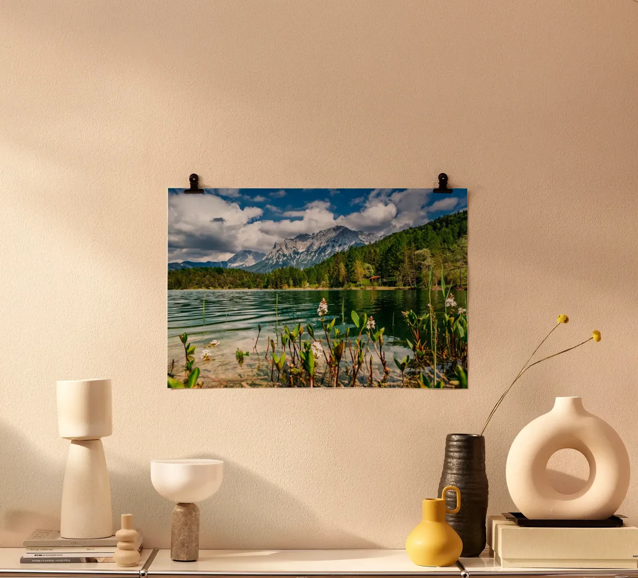 Lautersee in summer with a view of the Karwendel mountains poster by 5ecken