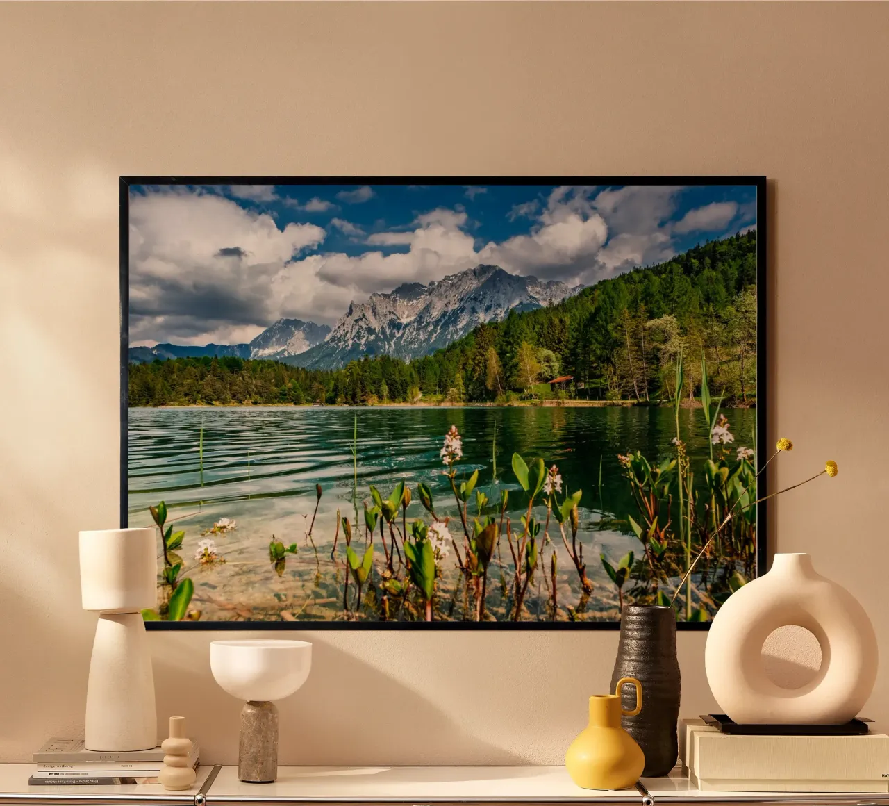 Lautersee in summer with a view of the Karwendel mountains poster by 5ecken