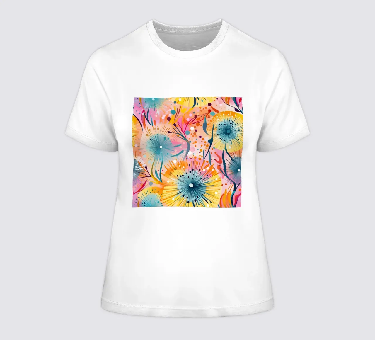 Candy Bloom Dandelions women's fitted t-shirt by Botanical Pattern House