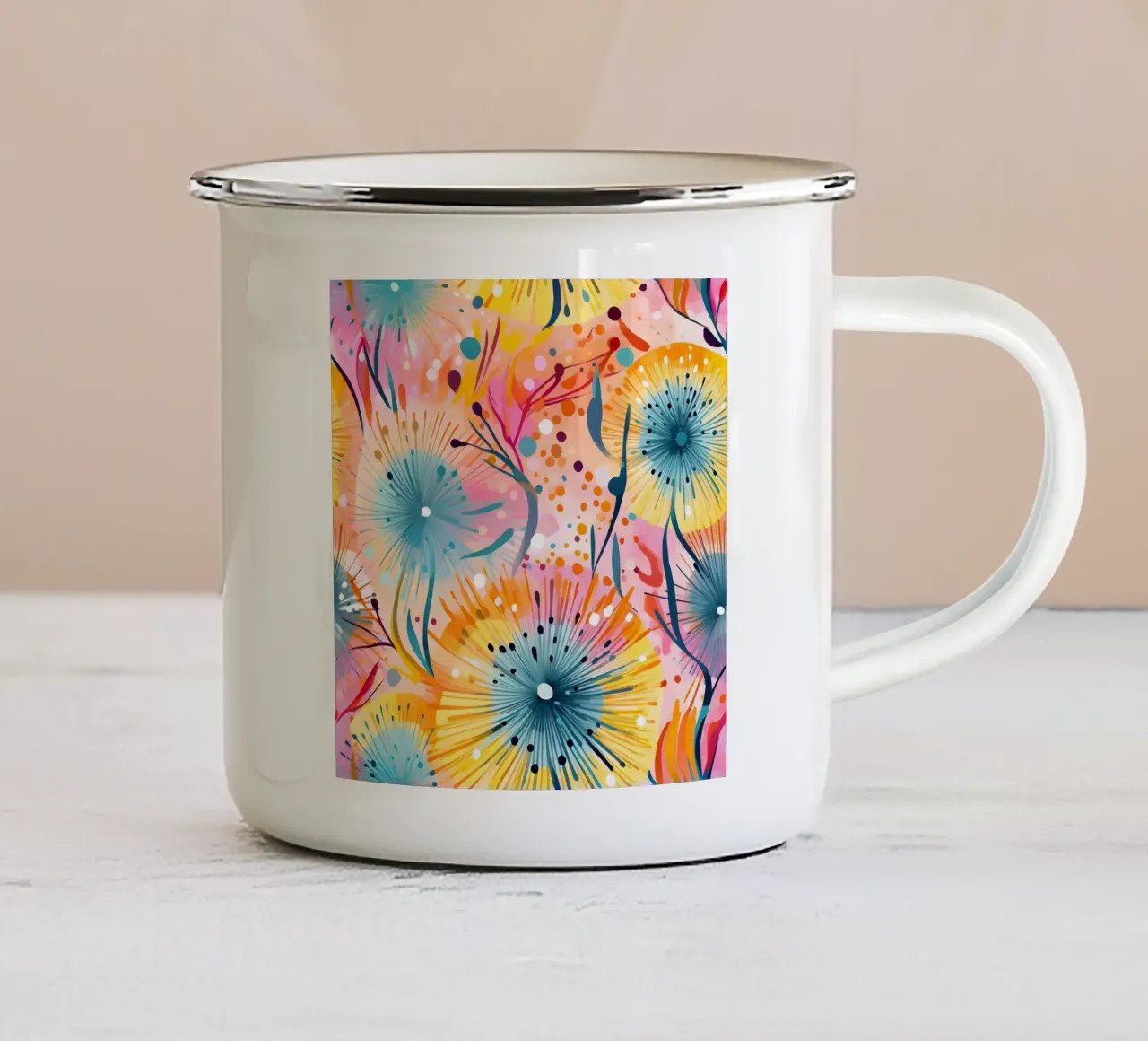 Denti di leone in fiore tazza in smalto da Botanical Pattern House