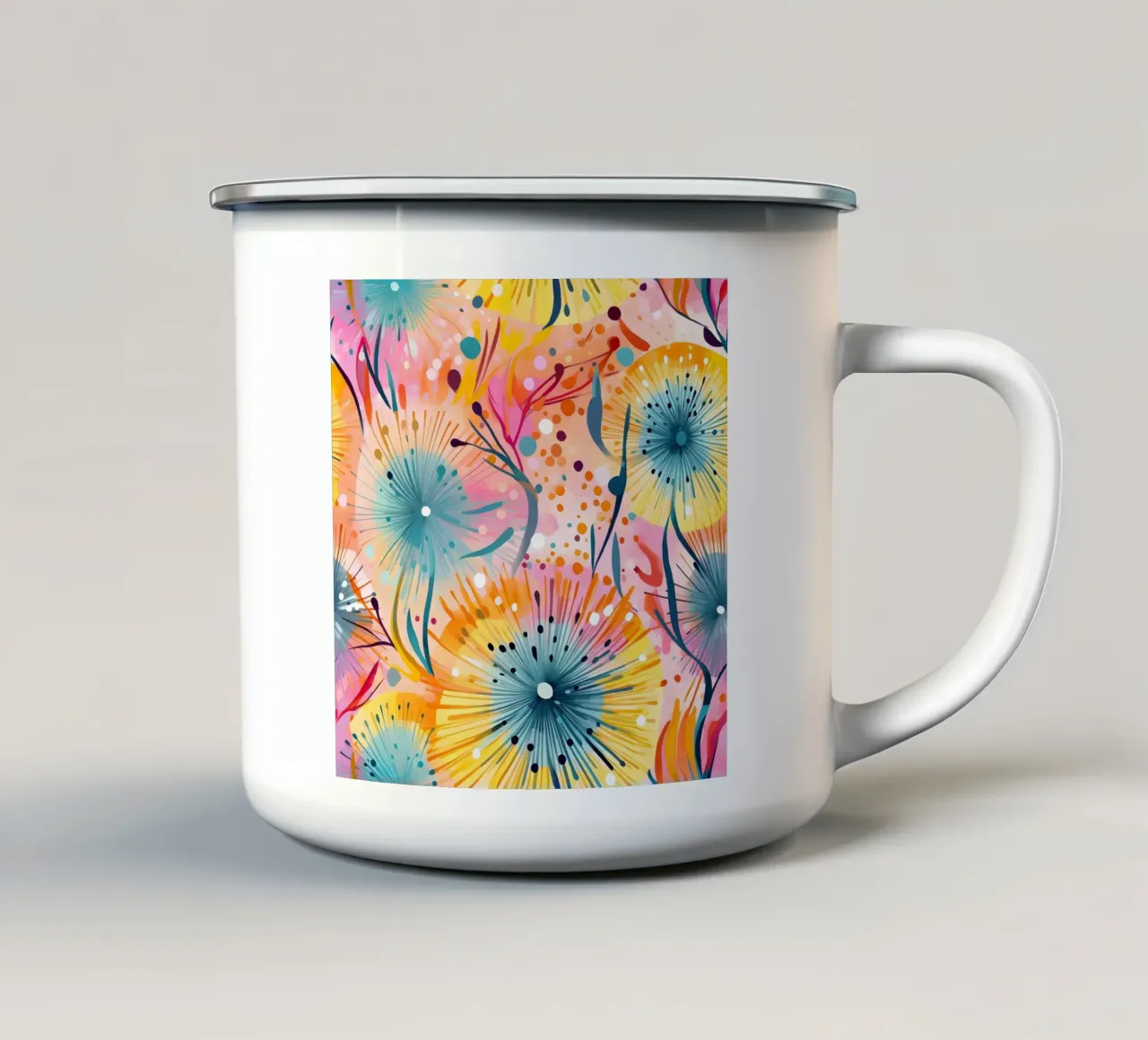 Denti di leone in fiore tazza in smalto da Botanical Pattern House