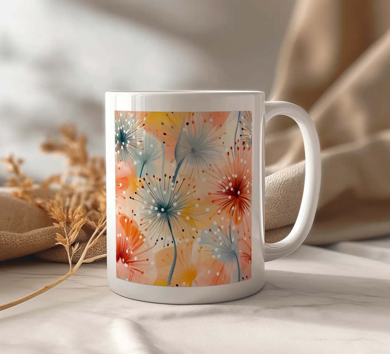 Denti di leone in fiore tazza in ceramica da Botanical Pattern House