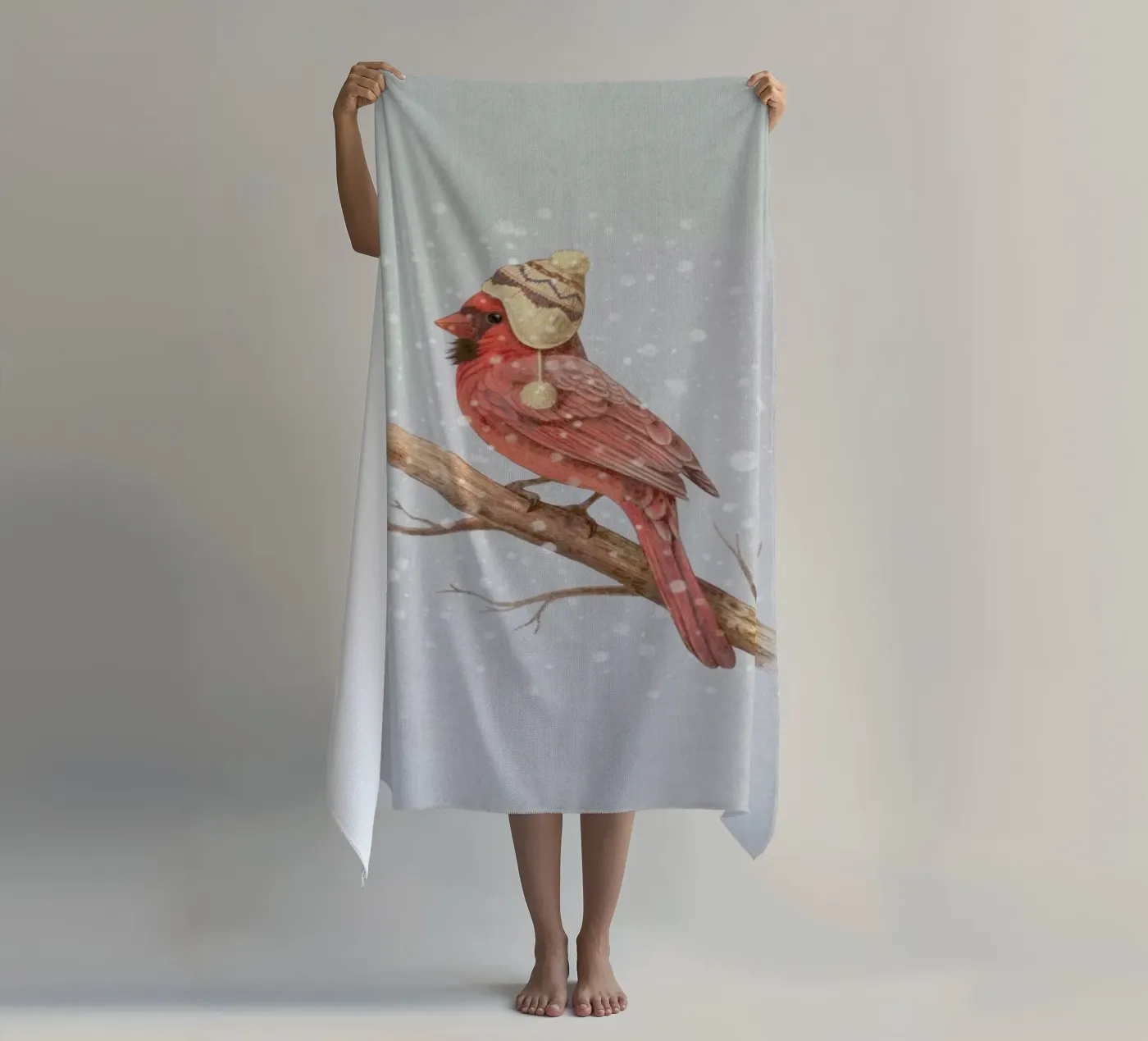 First snow beach towel by Terry Fan