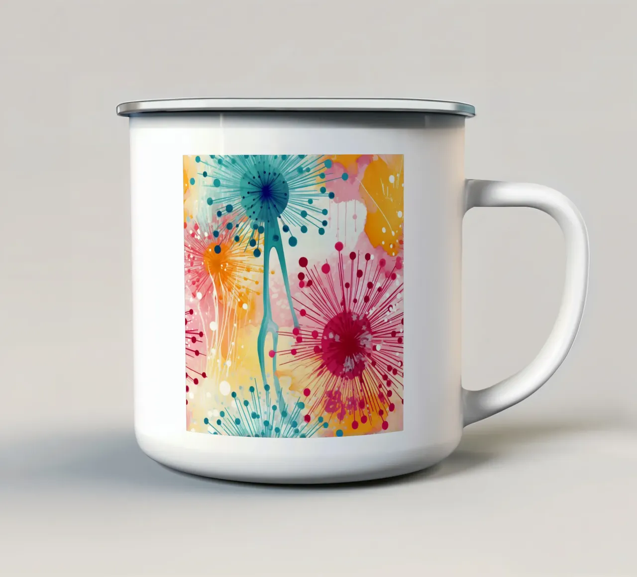 Denti di leone in fiore tazza in smalto da Botanical Pattern House