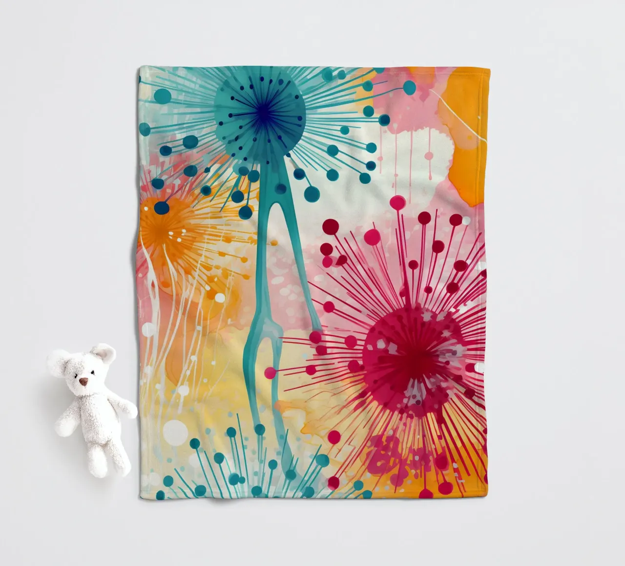 Denti di leone in fiore coperta in pile da Botanical Pattern House