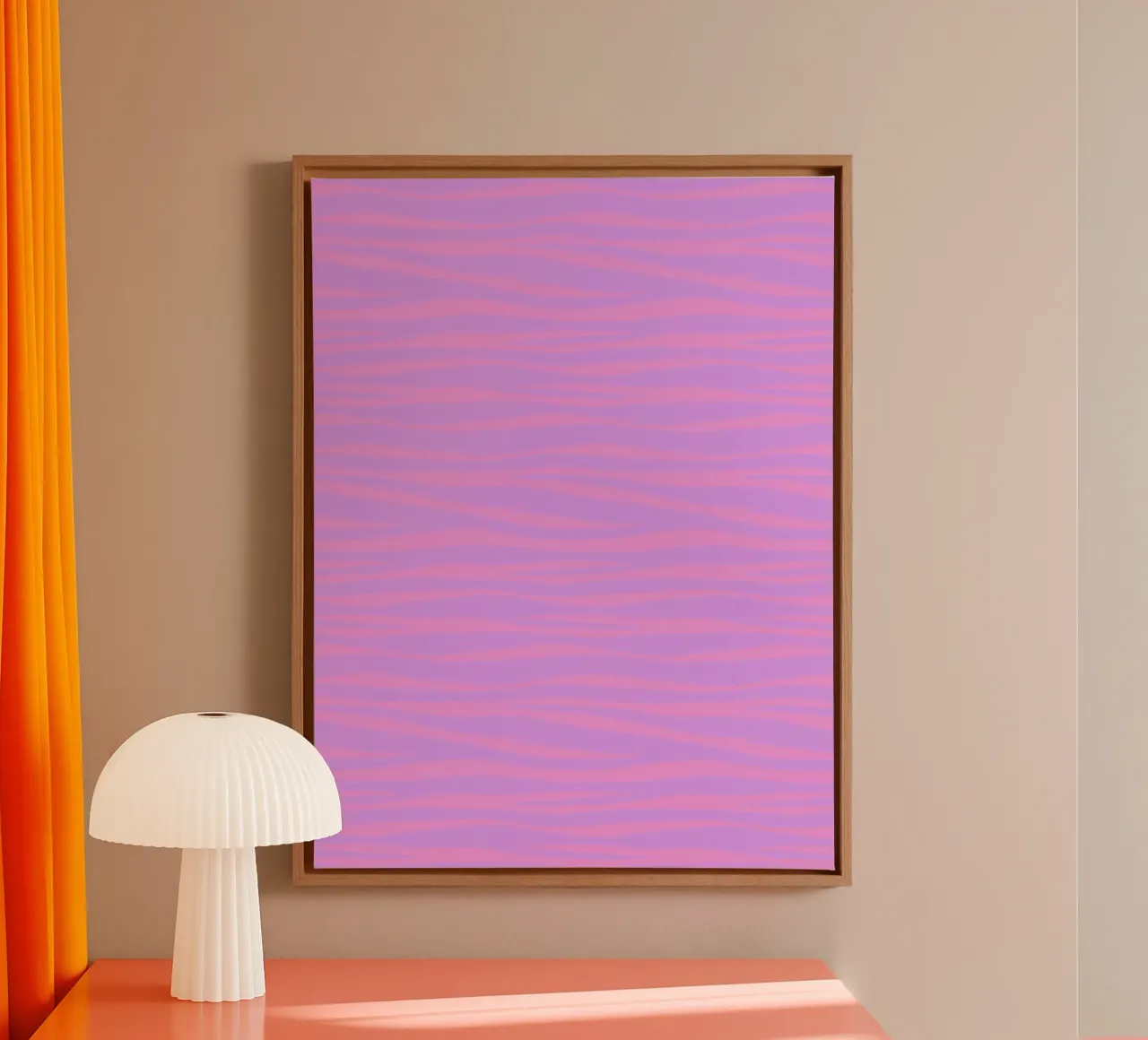 Zebraprint lavendel zonsondergang canvas met Baklijst van SilverPegasus
