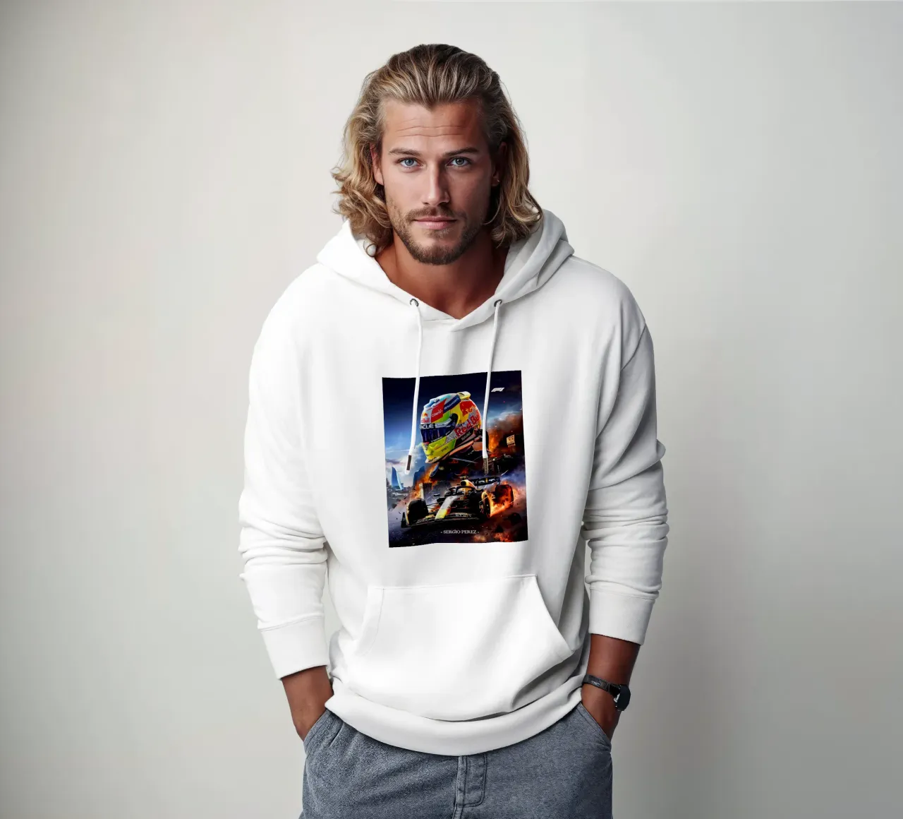 Sergio Perez felpa con cappuccio da Agus Creative