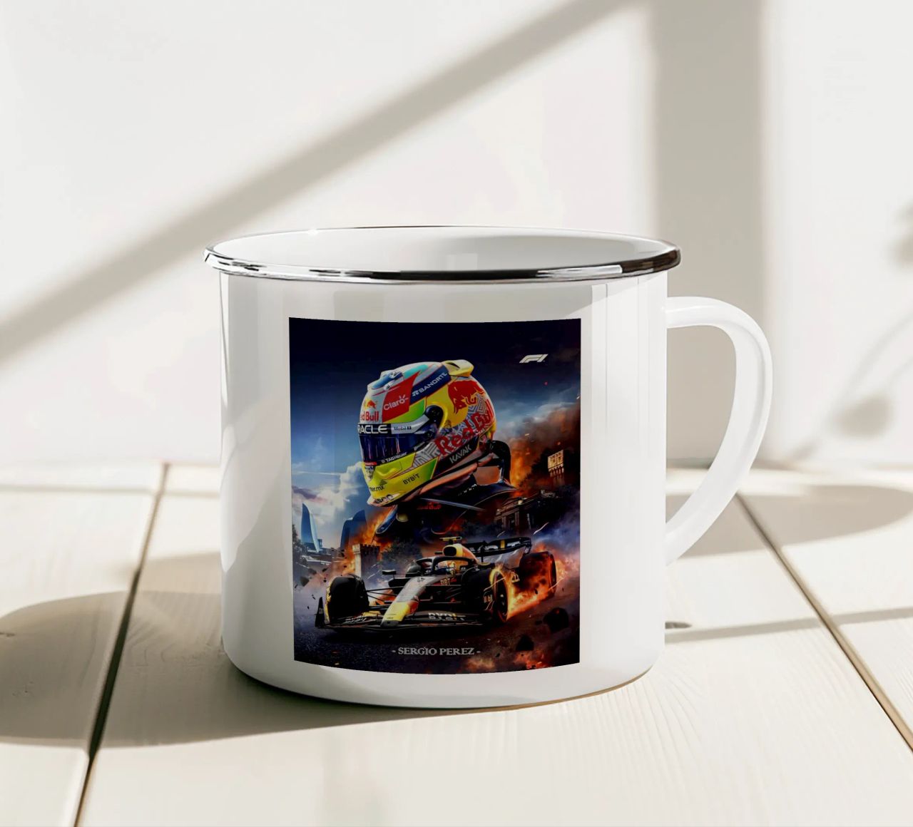 Sergio Perez tazza in smalto da Agus Creative