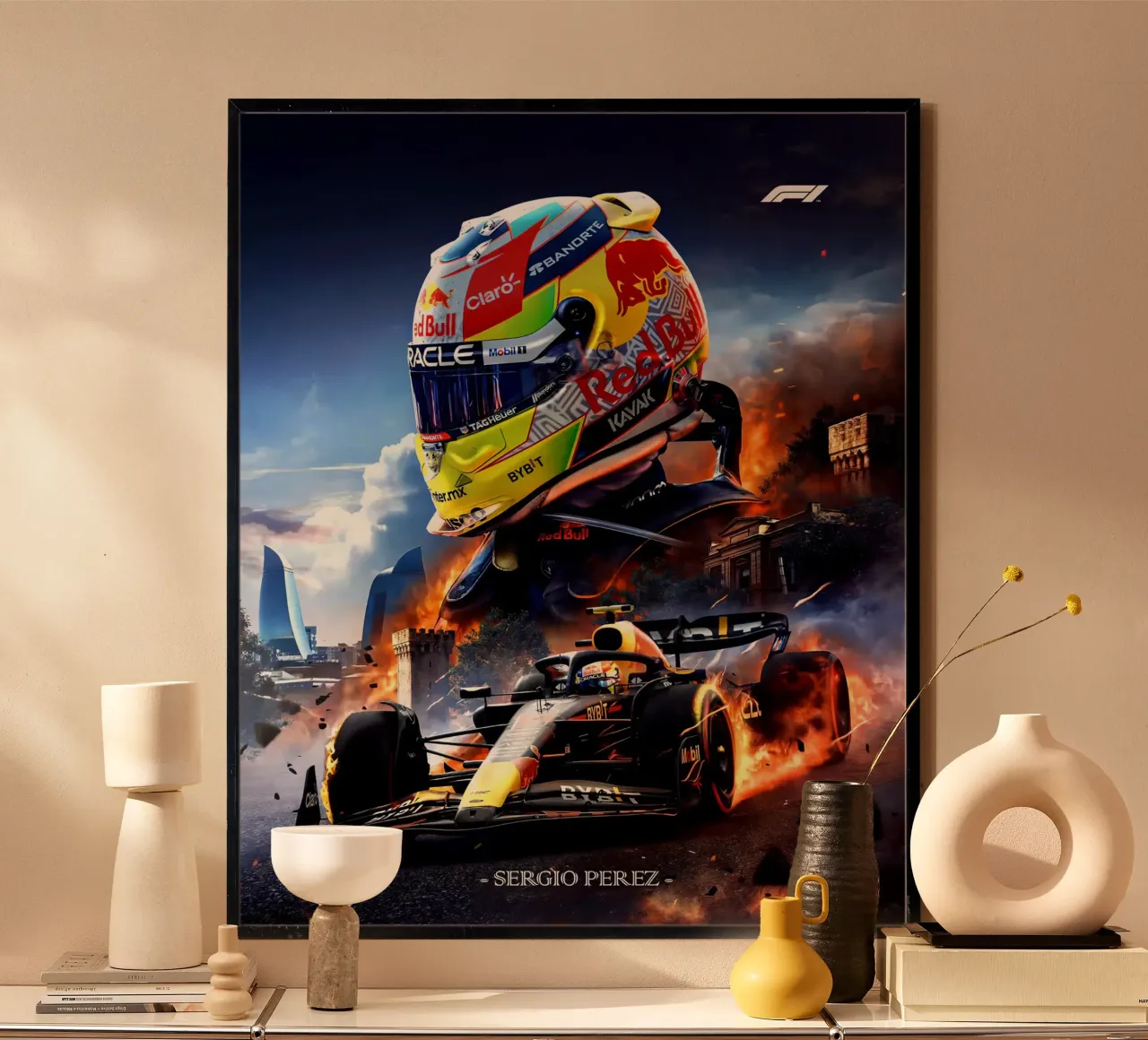 Sergio Perez poster con telaio in plastica da Agus Creative