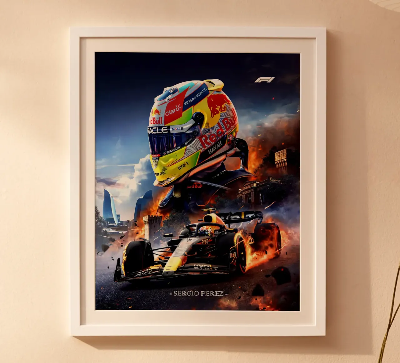 Sergio Perez poster con telaio in plastica da Agus Creative