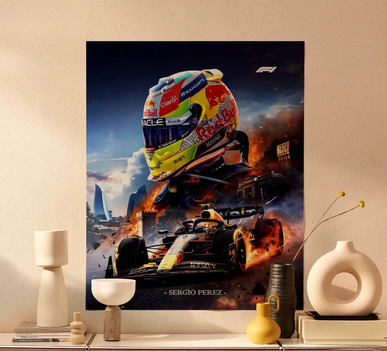 Sergio Perez poster con telaio in plastica da Agus Creative
