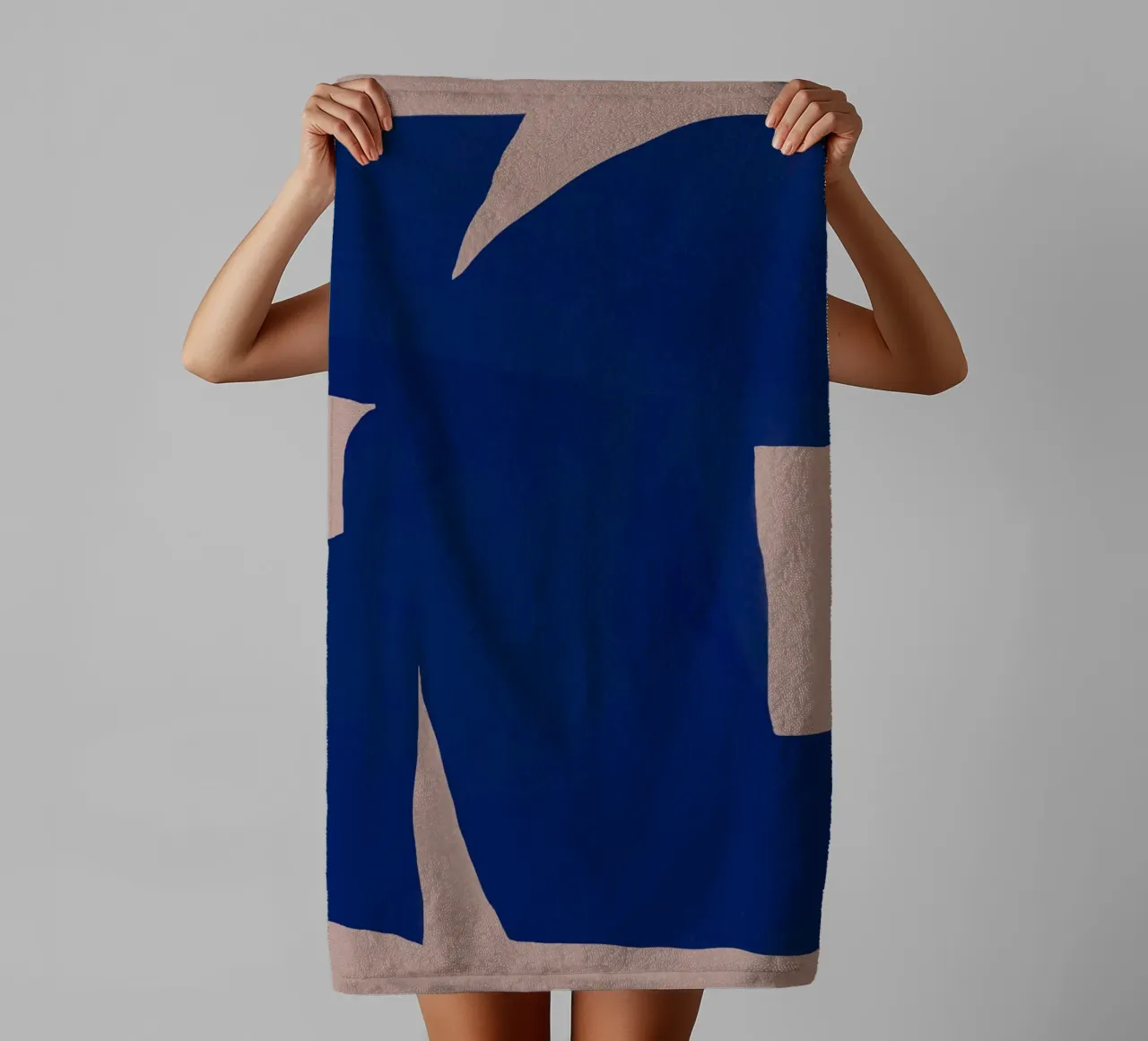 Large minimal shape abstract towel by Little Dean