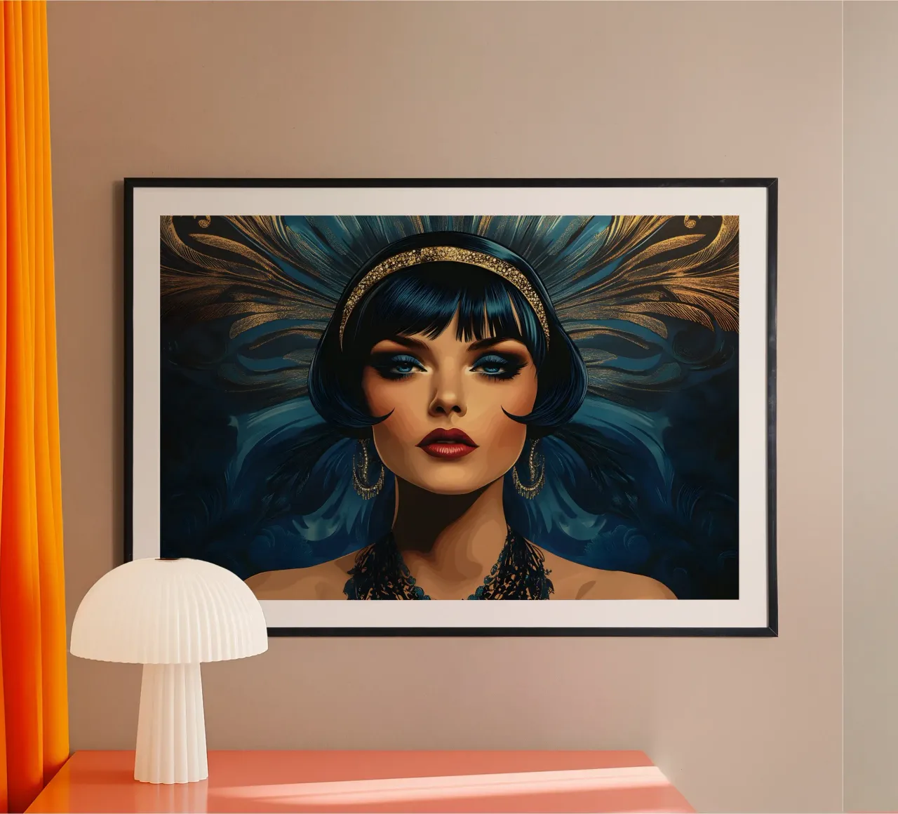 Sogno Art Déco in blu poster con telaio in plastica da M-Ulrich-Digital Art