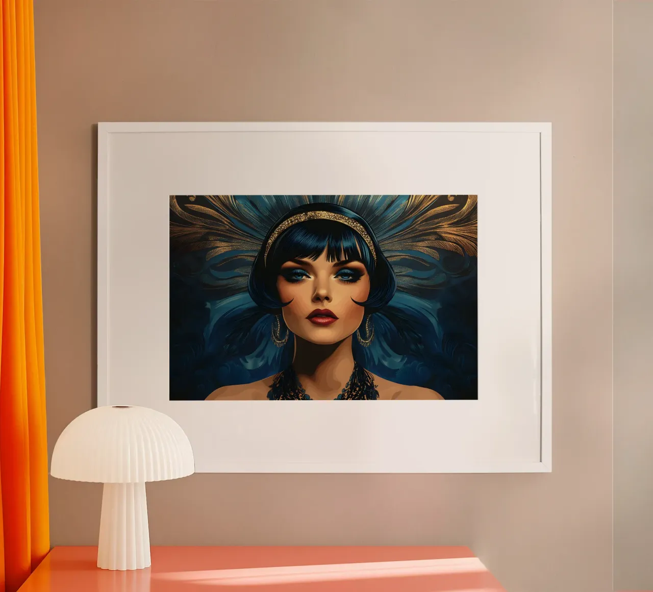 Sogno Art Déco in blu poster con telaio in plastica da M-Ulrich-Digital Art