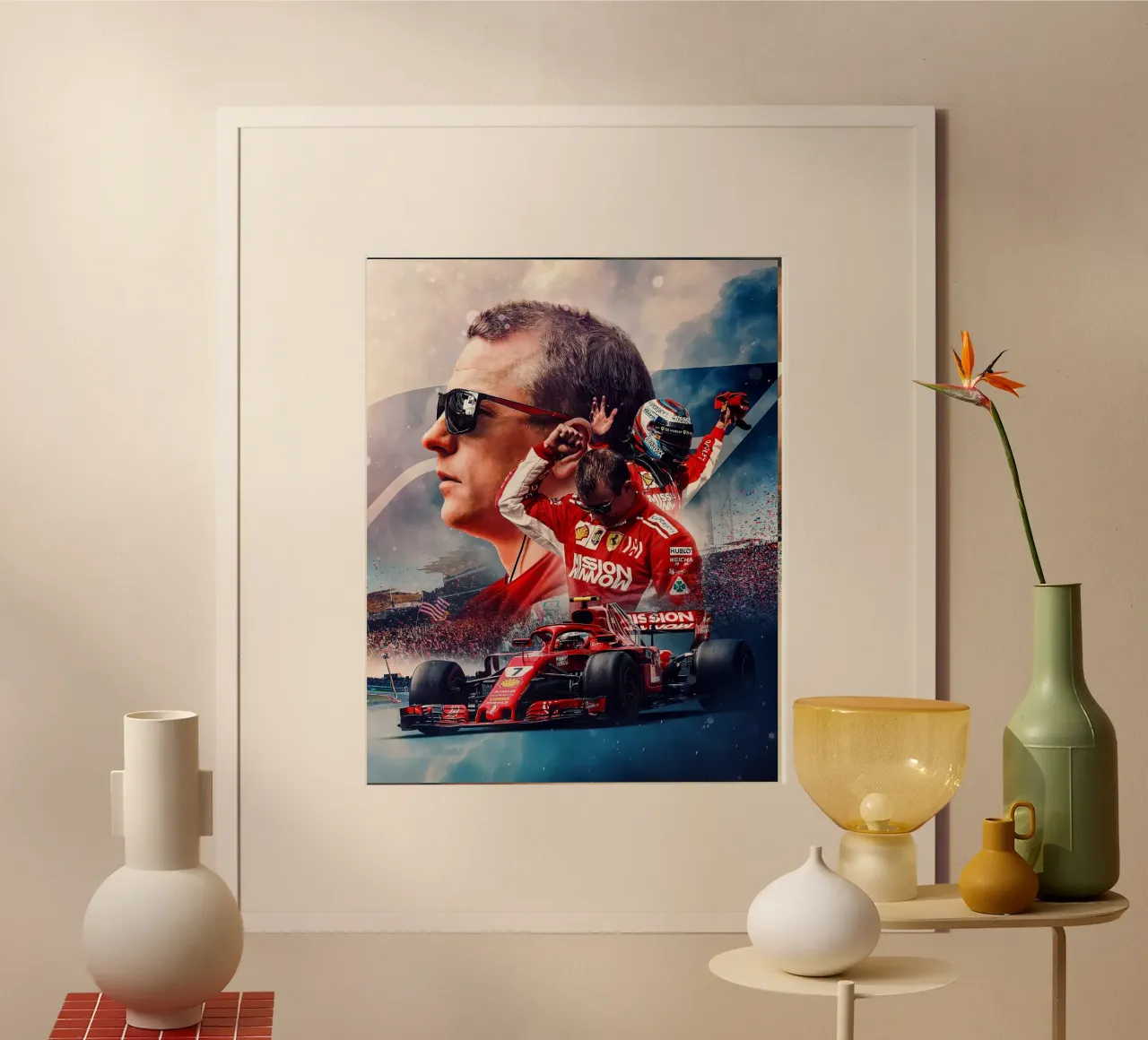 Kimi Räikkönen poster con telaio in legno da Agus Creative