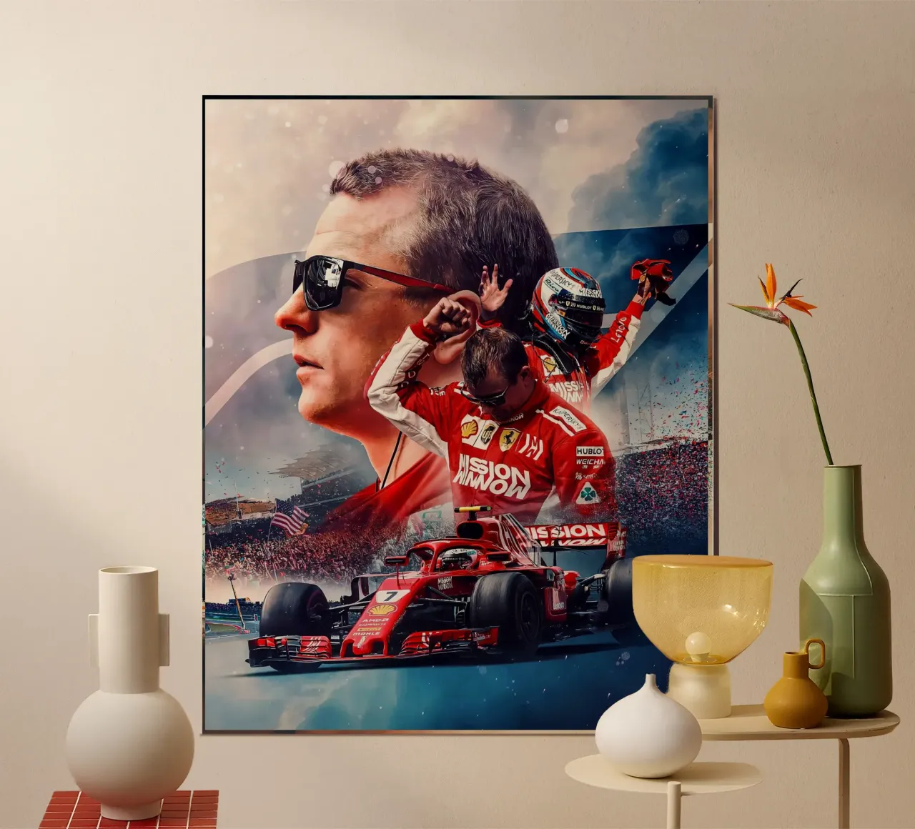 Kimi Räikkönen poster con telaio in legno da Agus Creative
