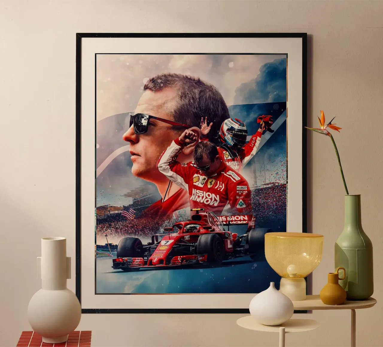 Kimi Räikkönen poster con telaio in legno da Agus Creative