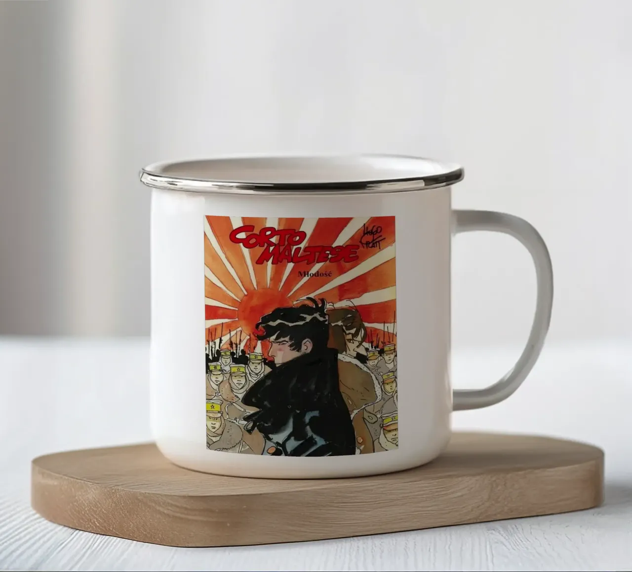 Maltese e Rasputin di Hugo Pratt tazza in smalto da MIa_Dispath