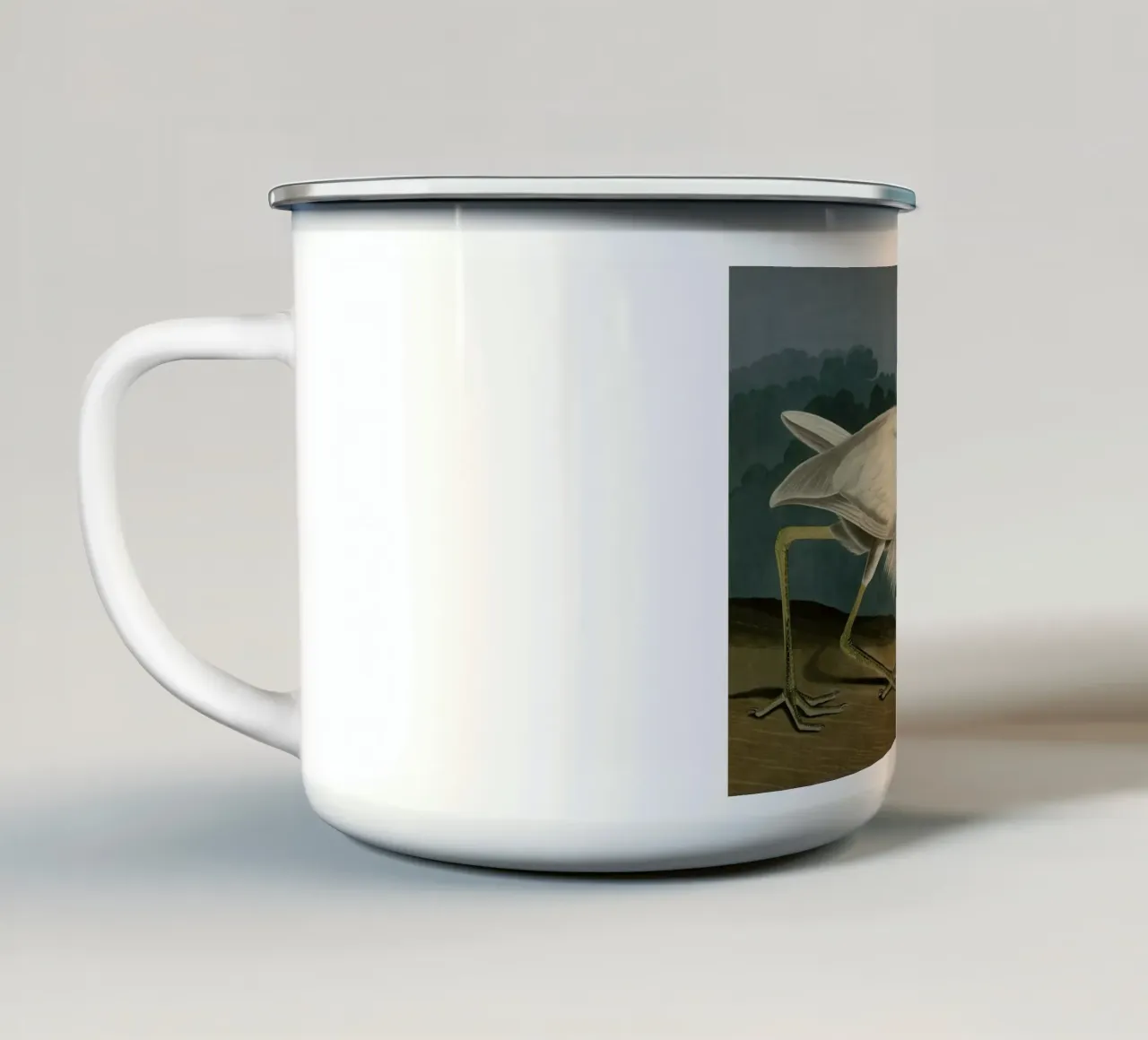 Vintage Audubon 2 White Heron tazza in smalto da Vintage Print Collection