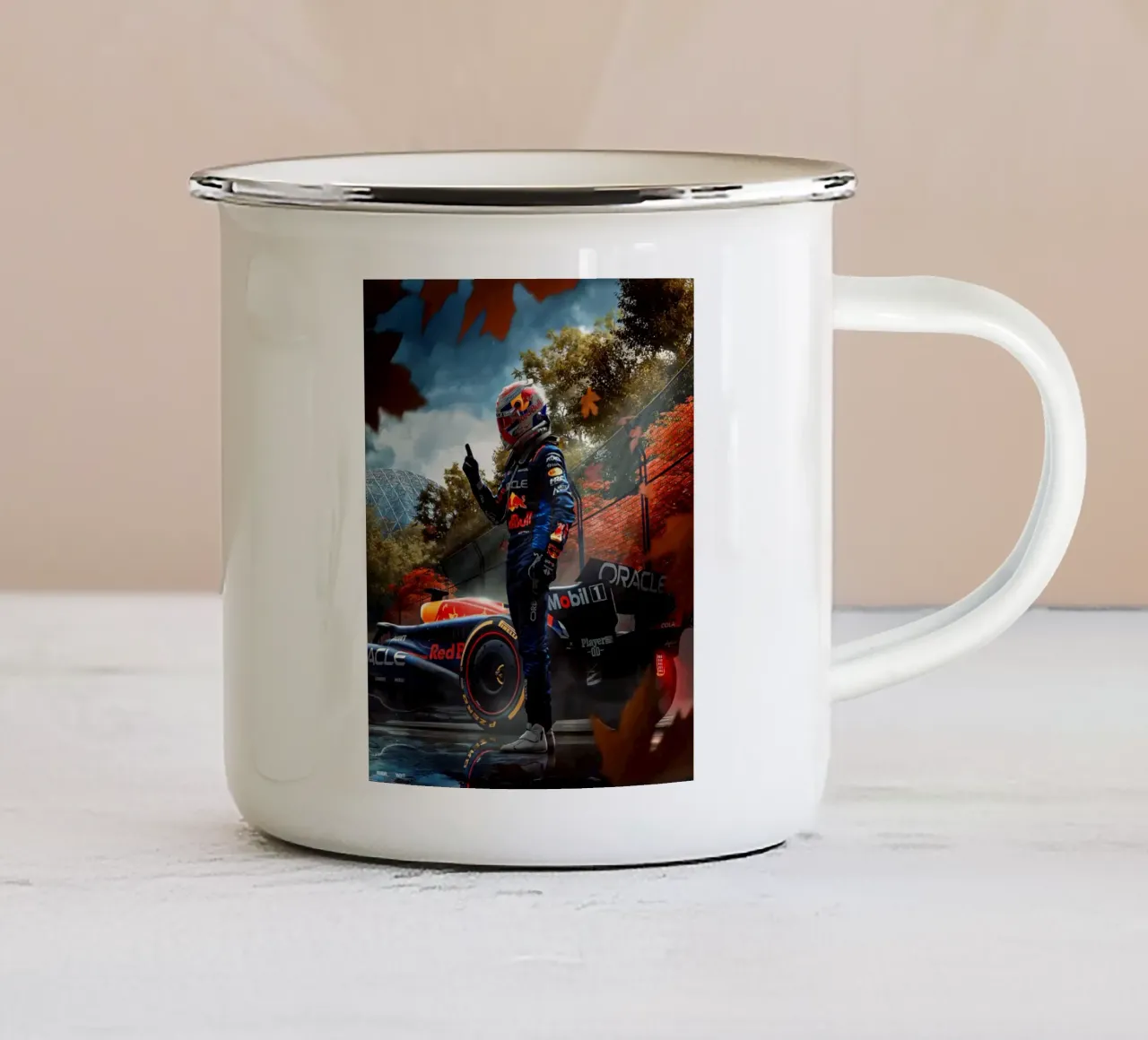 Max Verstappen tazza in smalto da Indah Creative