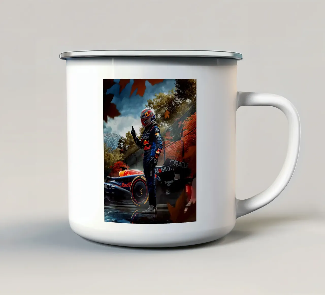 Max Verstappen tazza in smalto da Indah Creative